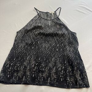 JOIE Dowana Print Black White Silk Tank Top Size Large